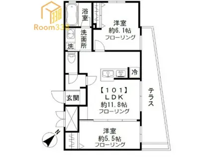 ソレーユ 東中野(2LDK/1階)の間取り写真