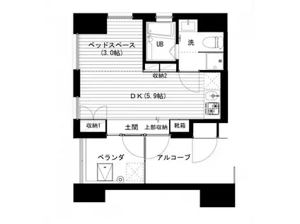 モンテ スパツィオ薬院大通(ワンルーム/6階)の間取り写真