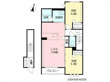 シャーメゾン八幡(2LDK/2階)の間取り写真