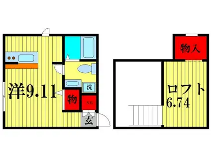プリマアンジェ三郷中央(ワンルーム/2階)の間取り写真