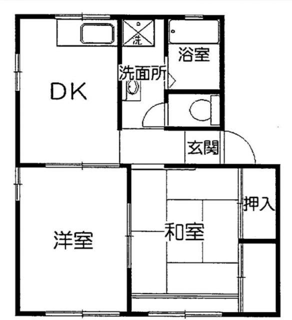 シティハイム北通(2DK/1階)の間取り写真
