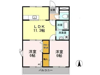 ディスカバリー柿田II(2LDK/1階)の間取り写真