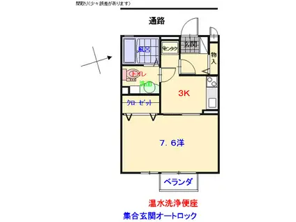 セジュールSSI(1K/2階)の間取り写真