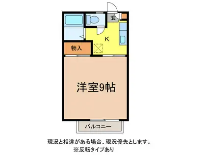 フォーブル妻科(1K/1階)の間取り写真