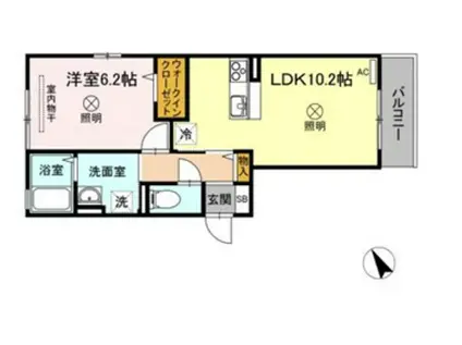 大供MOMO(1LDK/2階)の間取り写真