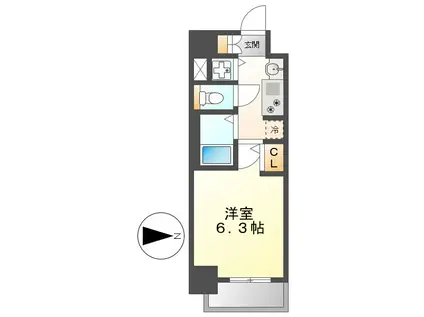 プレサンス金山グリーンパークス(1K/9階)の間取り写真