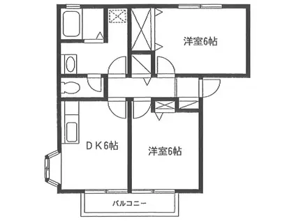 GREENHILLCORT(2DK/2階)の間取り写真