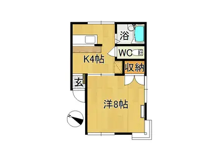 ベルクレールFIVE(1K/1階)の間取り写真