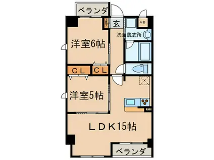 グランドコート(2LDK/8階)の間取り写真