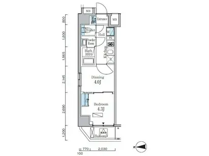プライマル門前仲町(2K/3階)の間取り写真