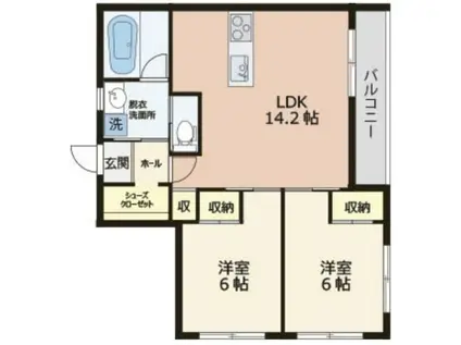 VIEW新小平(2LDK/3階)の間取り写真