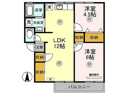 セジュール旭(2LDK/2階)の間取り写真