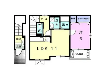 サニーヒル参番館(1LDK/2階)の間取り写真