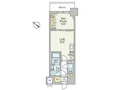 オルビス川崎(1LDK/2階)の間取り写真