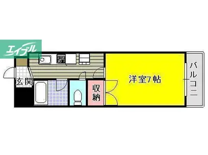 コスモクィーン矢坂I(1K/3階)の間取り写真