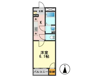 ミランダサニーハイツ 光(1K/3階)の間取り写真
