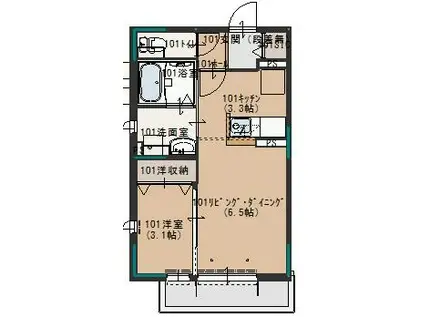 フォレスト見川 A(1LDK/1階)の間取り写真
