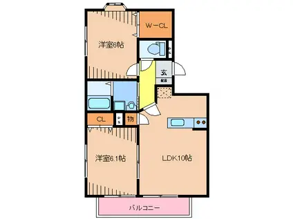 ハイルーラルIIIC(2LDK/2階)の間取り写真