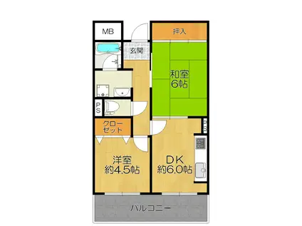 ミトハウス(2DK/3階)の間取り写真