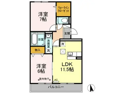 ロイヤルラパン(2LDK/3階)の間取り写真