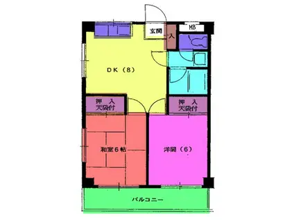 キャッスル境南(2DK/2階)の間取り写真