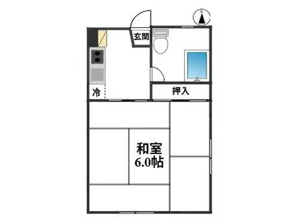 ブルービラ(1K/2階)の間取り写真