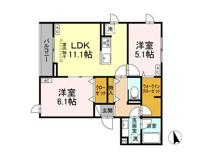 グラナーデ江戸川B(2LDK/2階)の間取り写真