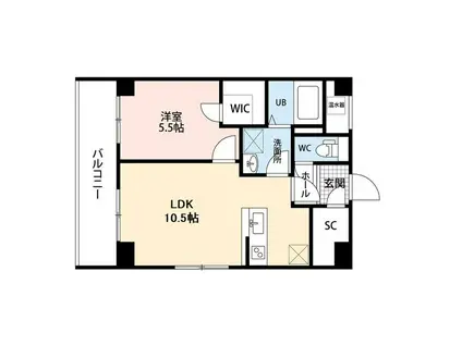 パーク万代マリーナコート(1LDK/2階)の間取り写真