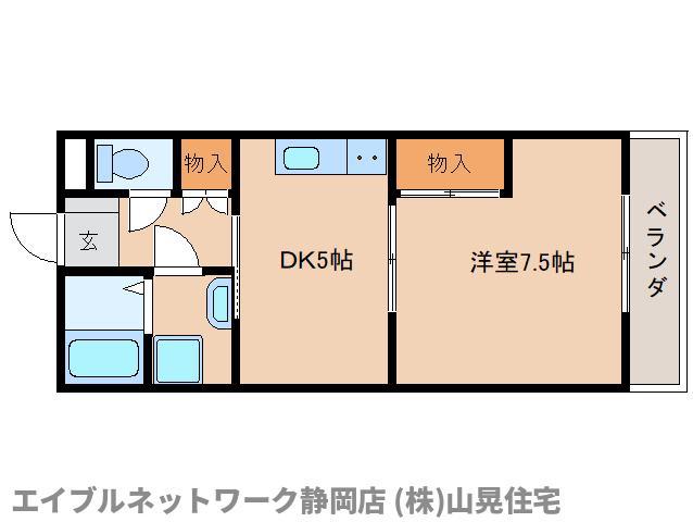 リッツ・東静岡(1DK/5階)の間取り写真