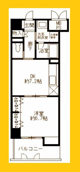 ワイズ新横浜(1DK/7階)の間取り写真