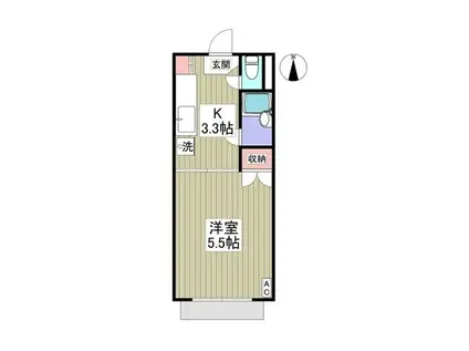 ヒルズ白楽I(1K/3階)の間取り写真