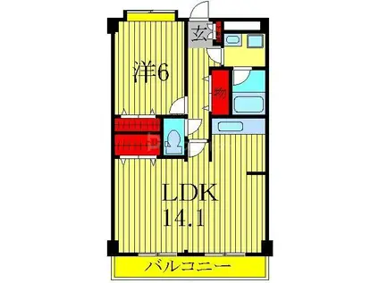 ウイングコート(1LDK/1階)の間取り写真