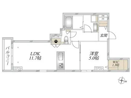 浦和区仲町2丁目メゾン(1LDK/3階)の間取り写真