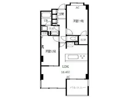 クールセリシエ(2LDK/2階)の間取り写真