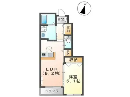 シャンボール・マーサ(1LDK/1階)の間取り写真