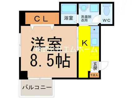 DIX・9・7ビル(1K/3階)の間取り写真