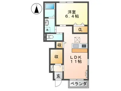 グレイスフィールド(1LDK/1階)の間取り写真