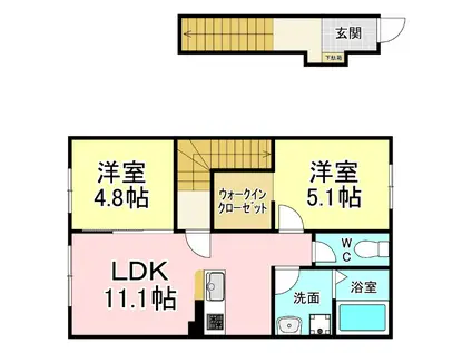 南区下石田2丁目アパート(2LDK/2階)の間取り写真