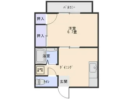 レジデンス青葉(1DK/2階)の間取り写真