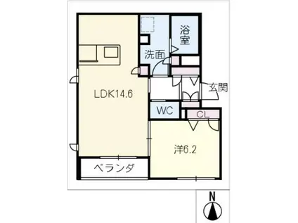 プティ・エトワール 天神(1LDK/1階)の間取り写真