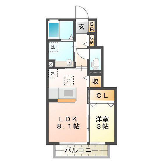 サン・ルミエール相川(1LDK/1階)の間取り写真