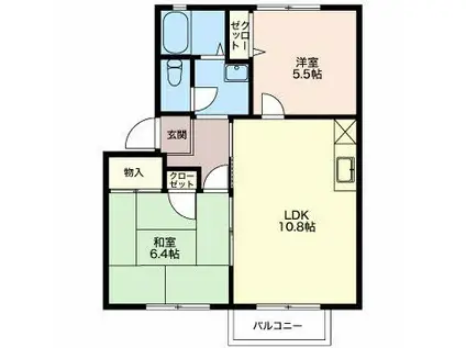 メルベーユ(2LDK/2階)の間取り写真