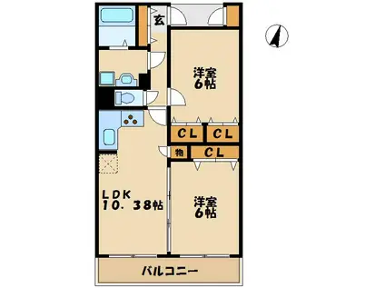コモドアロッジオ(2LDK/2階)の間取り写真