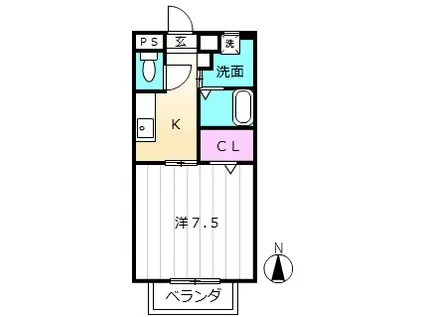 グレイス・アキ(1K/1階)の間取り写真