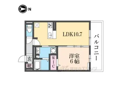 ソーニョ西京極(1LDK/2階)の間取り写真