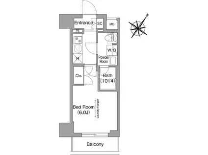 コンフォリア・リヴ横浜阪東橋(1K/10階)の間取り写真