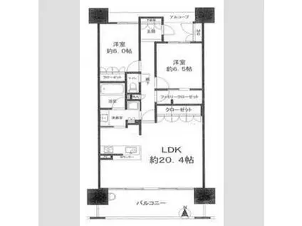 ジオ新町(2LDK/19階)の間取り写真
