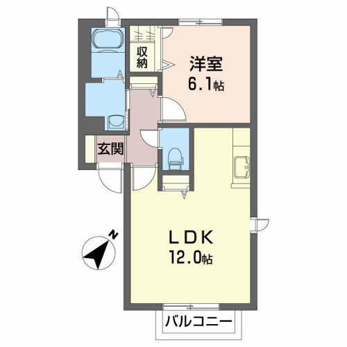 グランシードS(1LDK/2階)の間取り写真