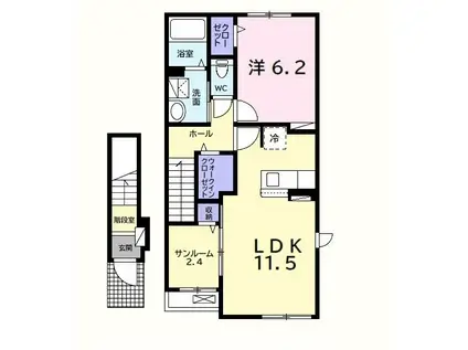 キャンディハウスII(1LDK/2階)の間取り写真