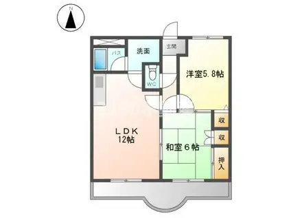コンフォース(2LDK/3階)の間取り写真